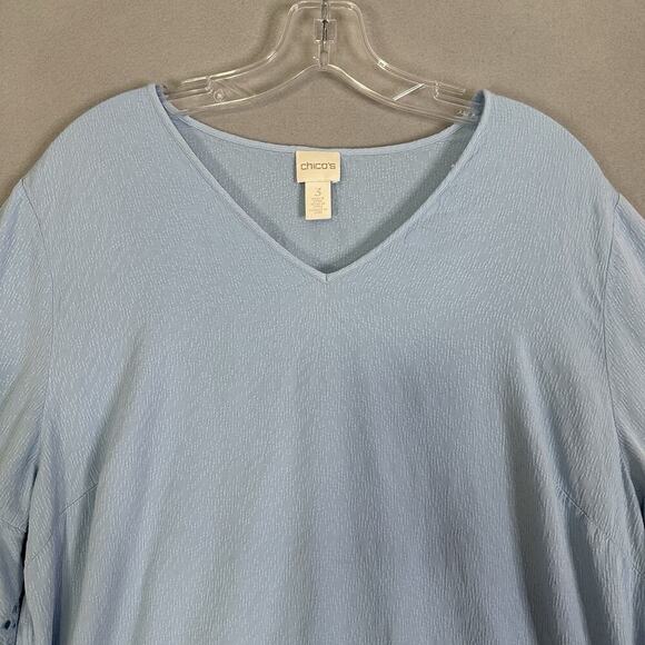 Chico’s Top Women Plus SZ 16 Eyelet Bell Sleeve Lightweight Feminine Casual - Picture 4 of 16